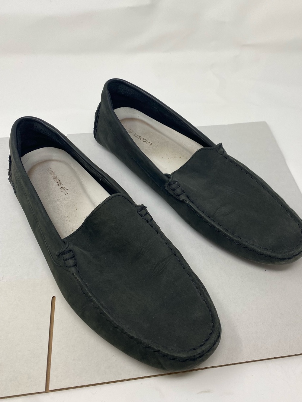 Lacoste Men's Dark Grey Suede Loafers Slip On Shoes Size 10